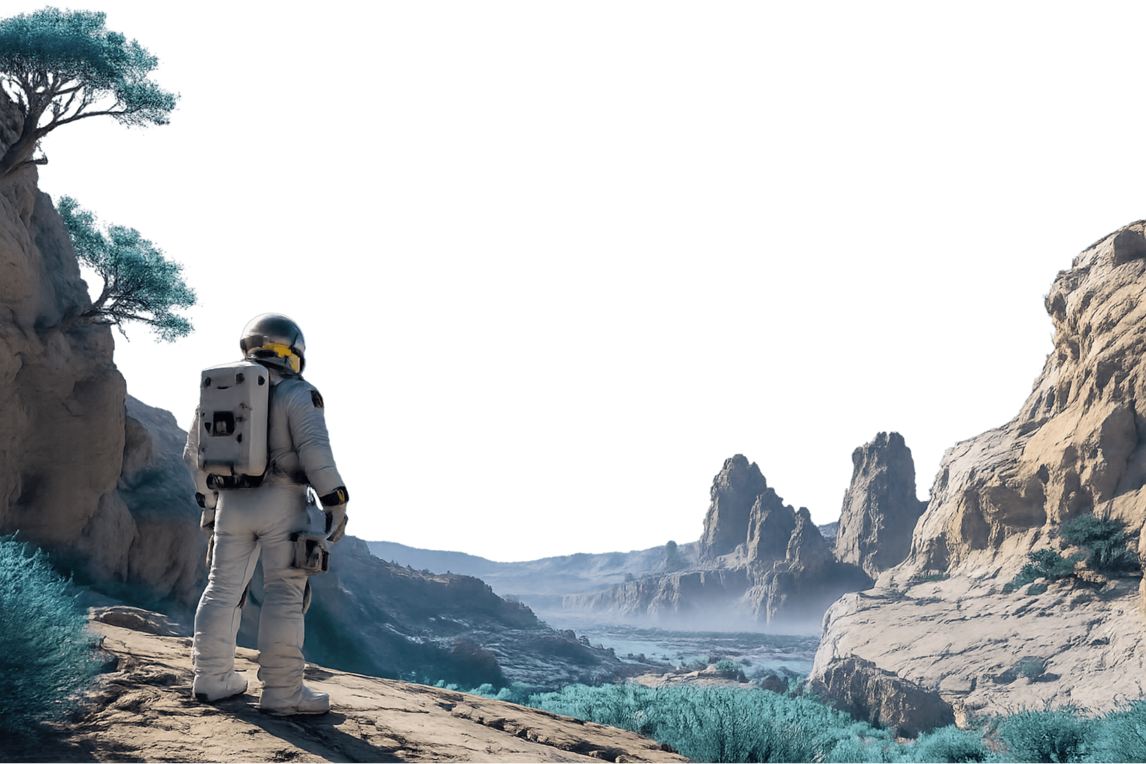 Mountains and Astronaut
